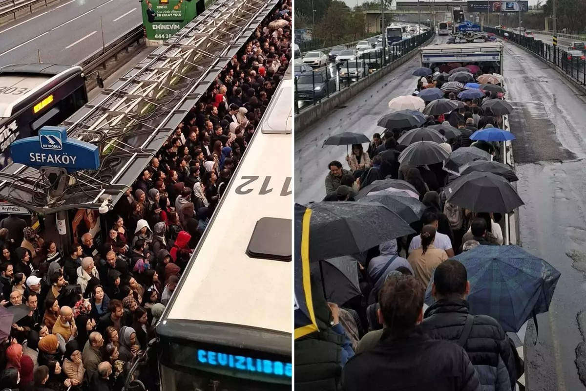 İSTANBUL’DA SABAH KRİZİ: METROBÜS HATTI DURDU, DURAKLAR İNSAN SELİNE DÖNDÜ