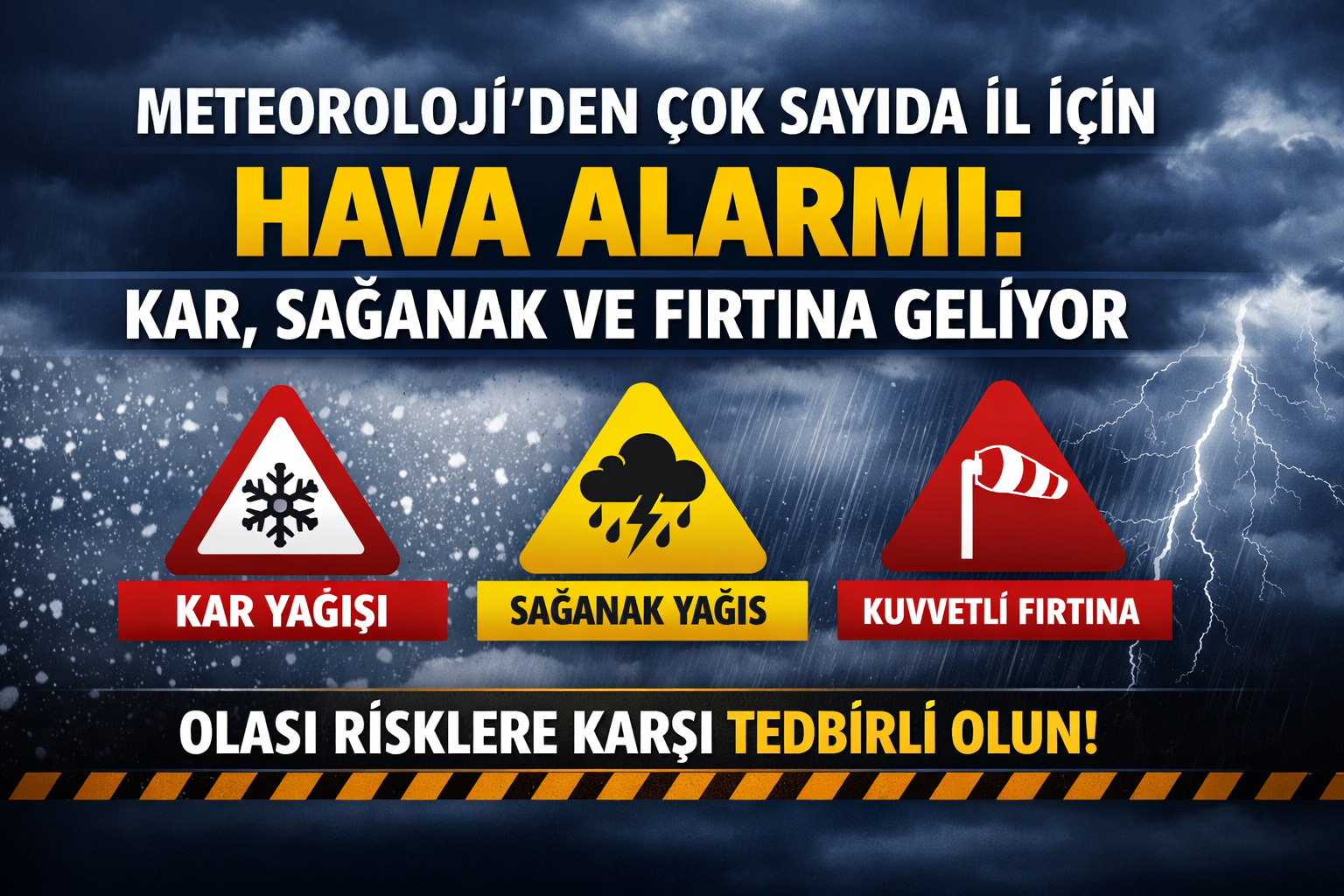 Meteoroloji’den Çok Sayıda İl İçin Hava Alarmı: Kar, Sağanak ve Fırtına Geliyor