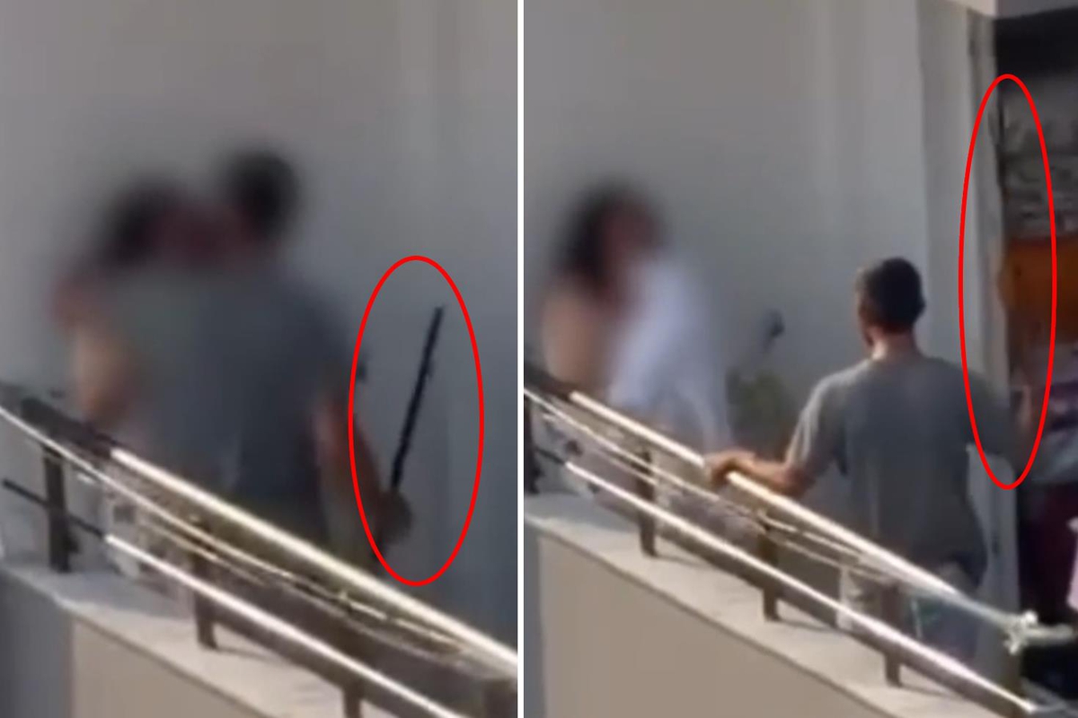 BALKONDA KADINA SOPALI DEHŞET KAMERADA! ÇIĞLIKLARI YANKILANDI