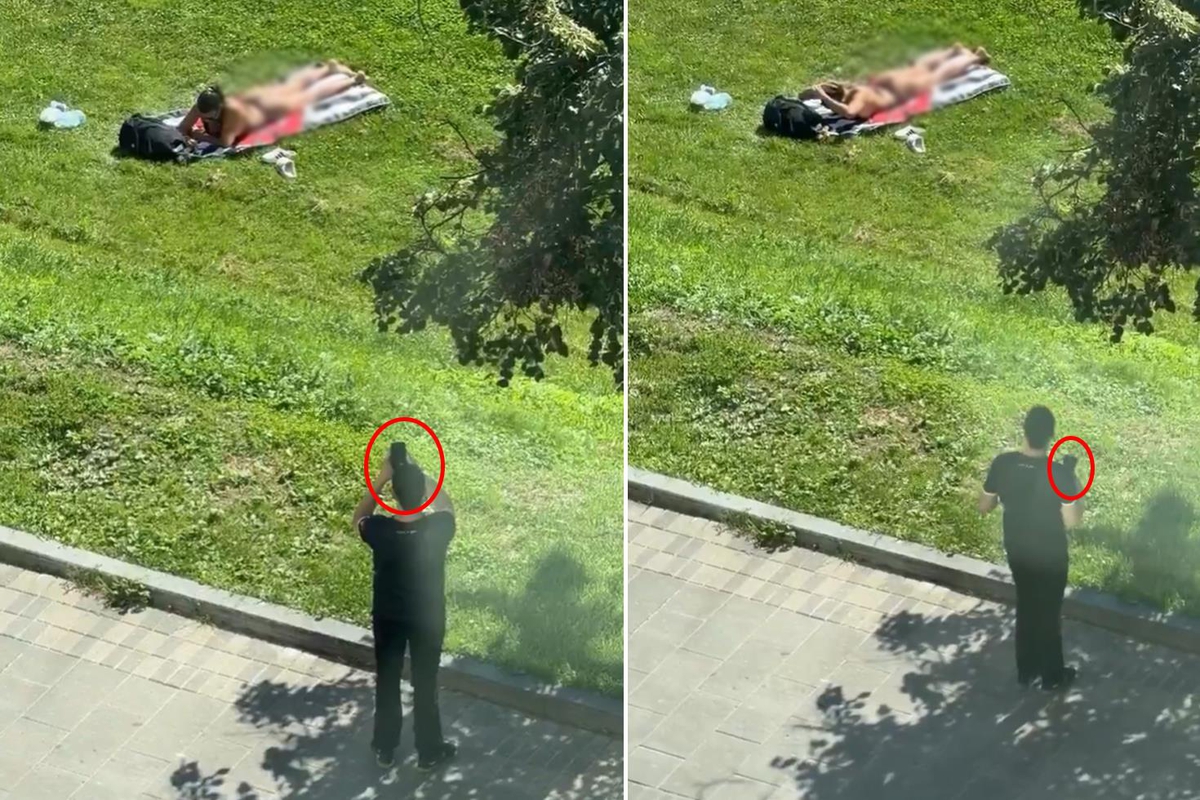 PARKTA GÜNEŞLENEN KADINI GİZLİCE FOTOĞRAFLADI