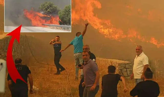 İZMİR FELAKETİ YAŞIYOR! ALEVLER OTOYOLU SARDI, CAN KAYBI VAR