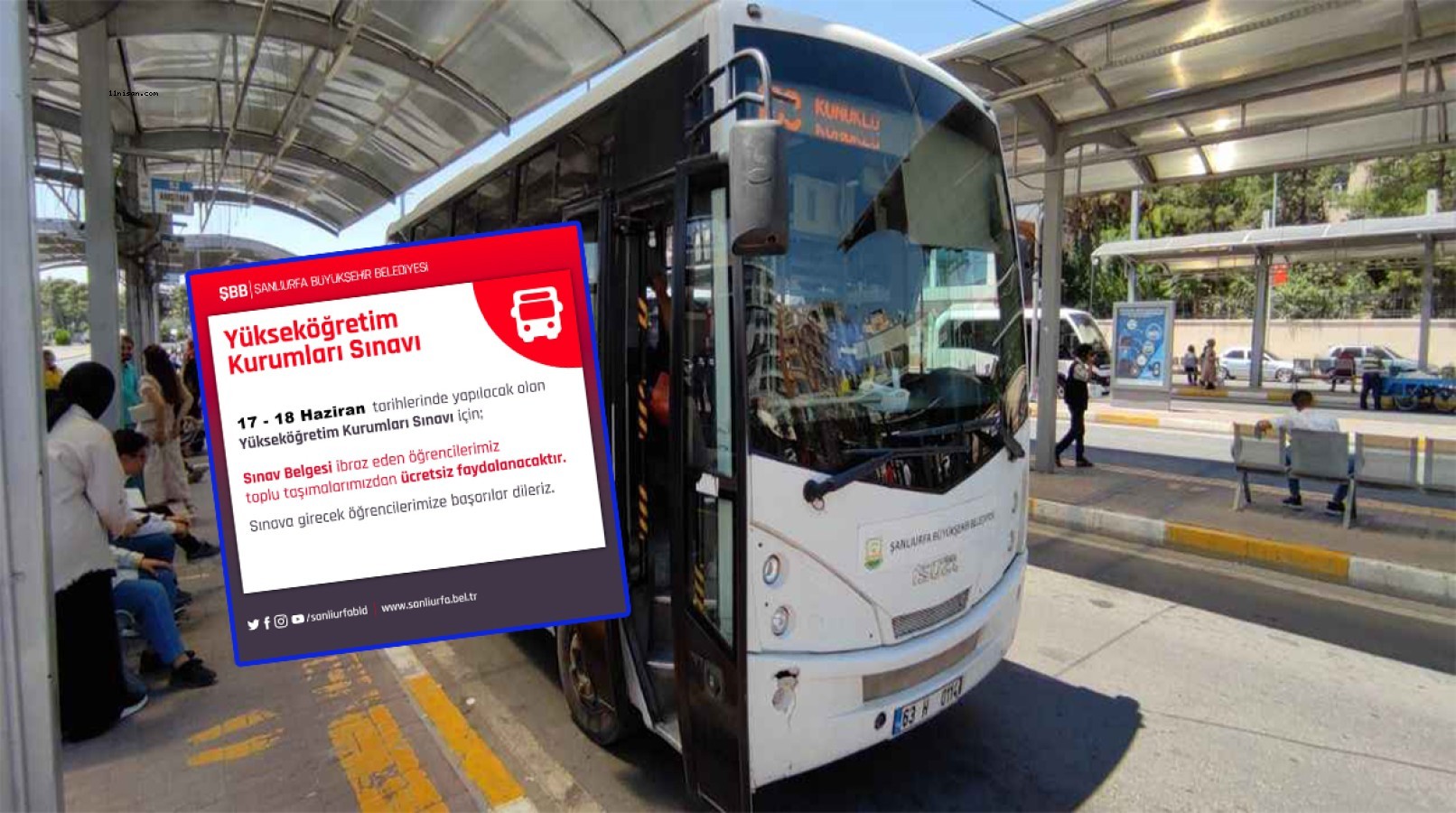 Urfa'da üniversite sınavına girecek adaylara toplu taşıma ücretsiz;