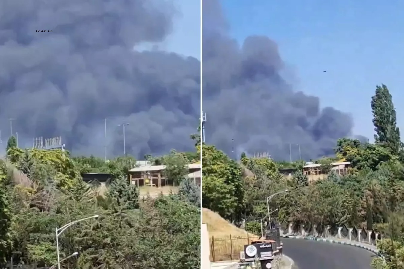 TV BİNASINA BOMBA YAĞDI, BÖLGEDEN DUMANLAR YÜKSELİYOR;