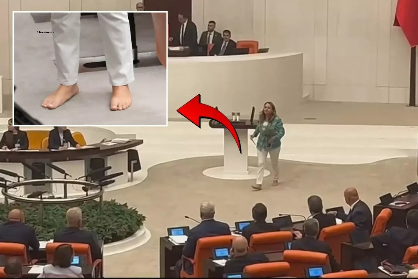 CHP'Lİ VEKİL MECLİS KÜRSÜSÜNE ÇIPLAK AYAKLA ÇIKTI! İŞTE SEBEBİ