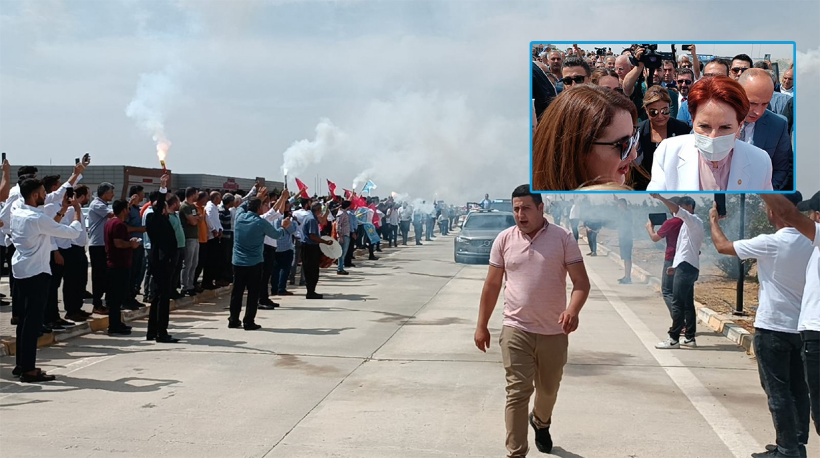 Meral Akşener'i Urfa girişinde partililer davul zurnayla karşıladı;