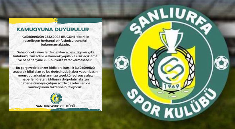 Şanlıurfaspor’dan transfer iddialarına yanıt;