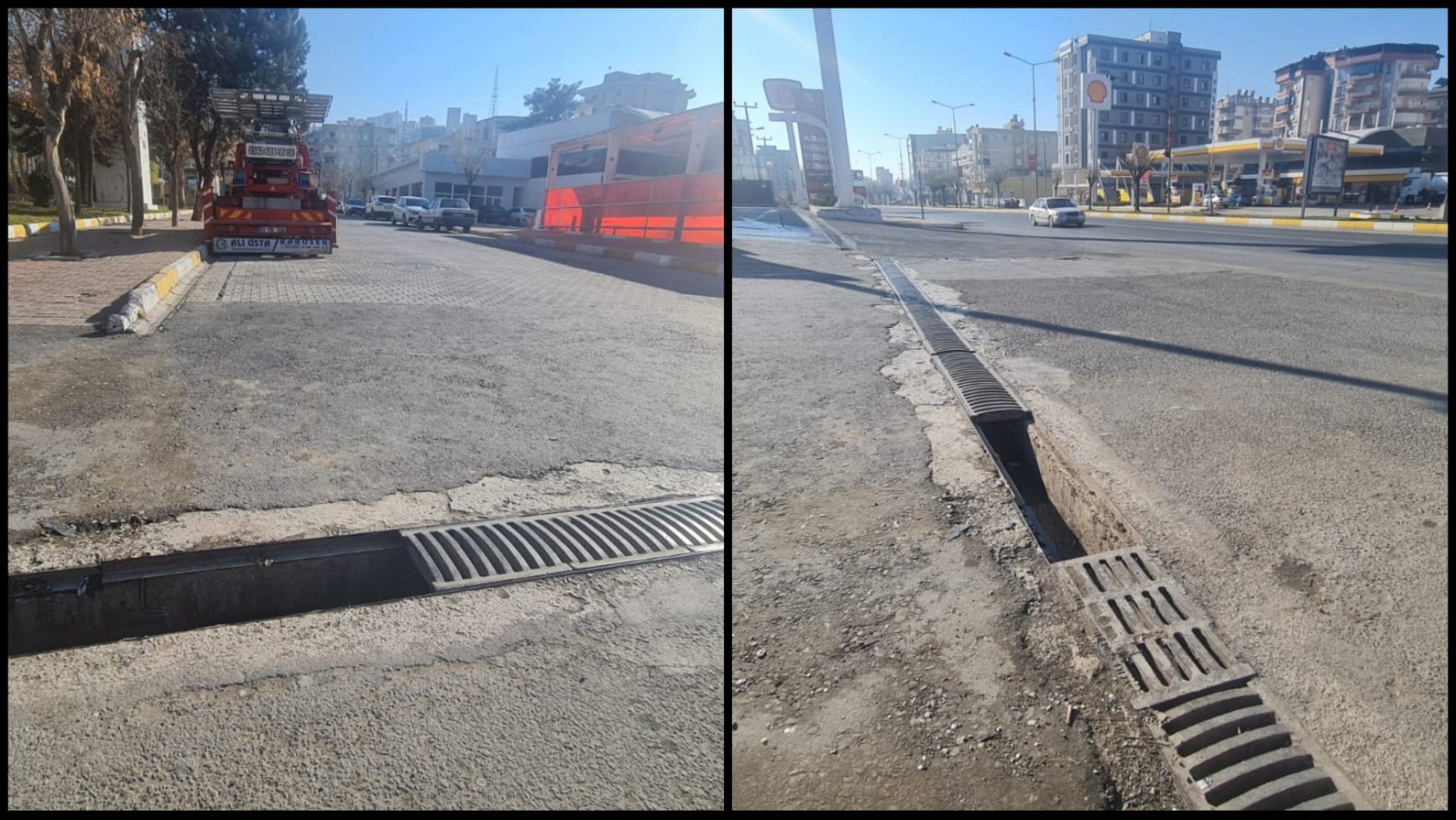 Karaköprü'de hırsızlar yağmur suyu mazgallarını çaldı;