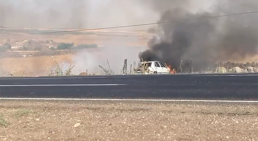 Aracın küle döndüğü Urfa'daki kazada 2 kişi ağır yaralandı;