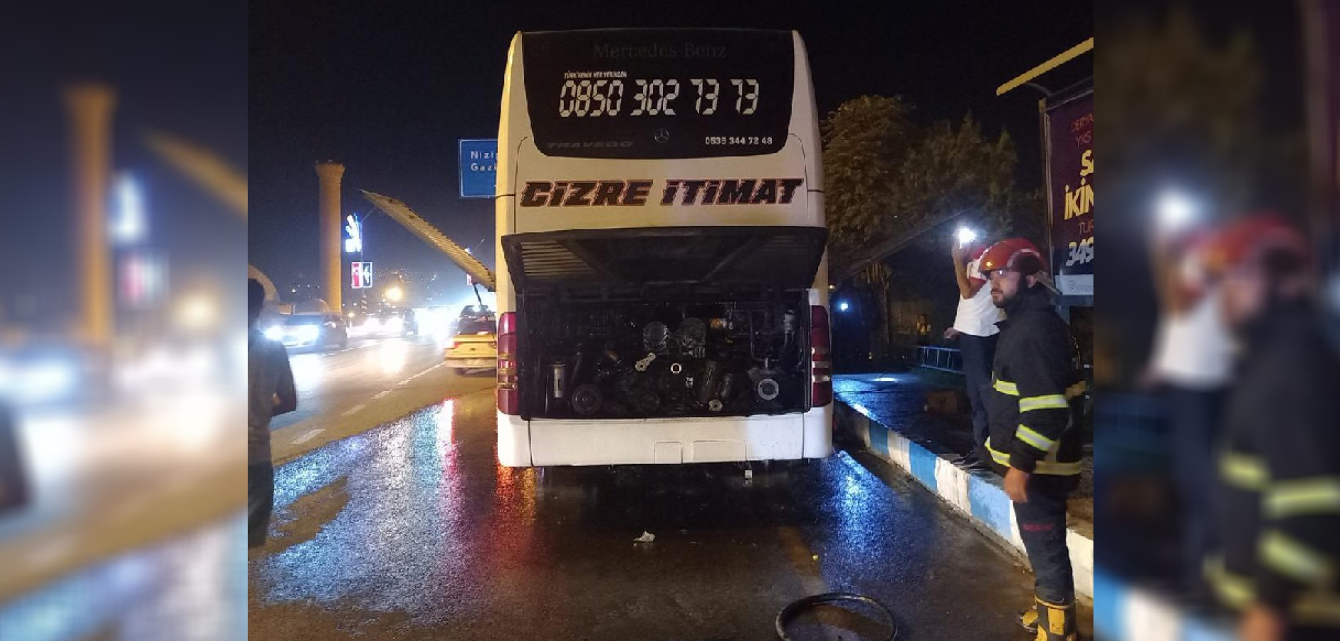 Urfa'da yolcu otobüsünde yangın!;