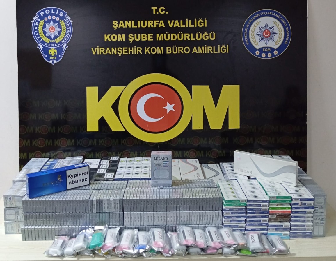 Viranşehir’de kaçak sigaralar ele geçirildi;