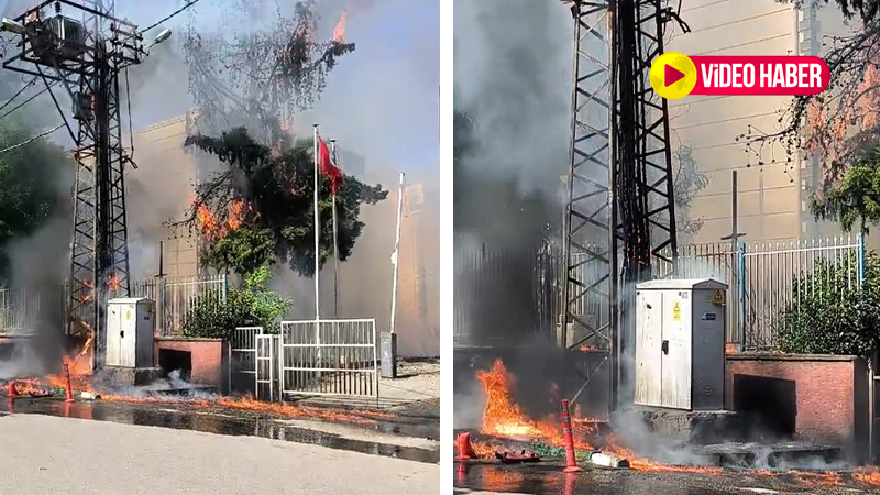 Şanlıurfa’da korkutan yangın: Elektrik direği alevlere teslim oldu;
