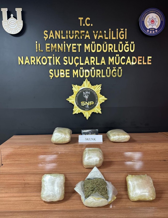 Şanlıurfa’da 19 Kilo 150 gram skunk maddesi ele geçirildi;