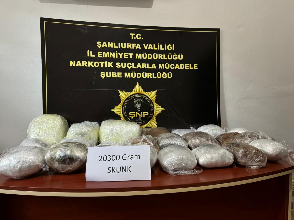 Şanlıurfa’da 20 kilo 300 gram skunk ele geçirildi;