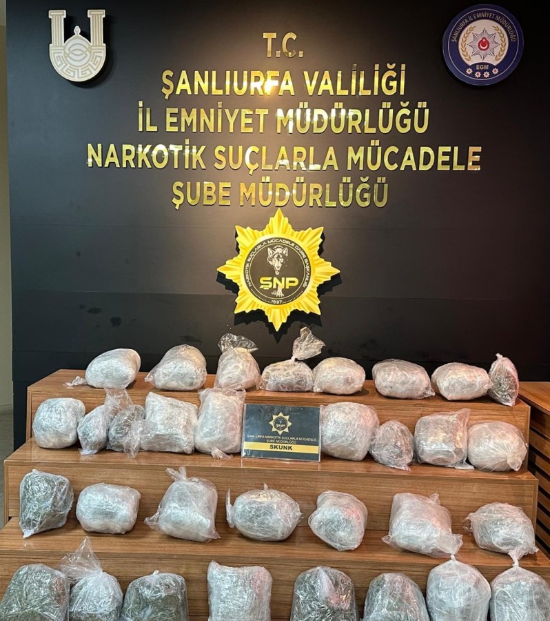 Şanlıurfa’da 23 kilo 300 gram skunk ele geçirildi;