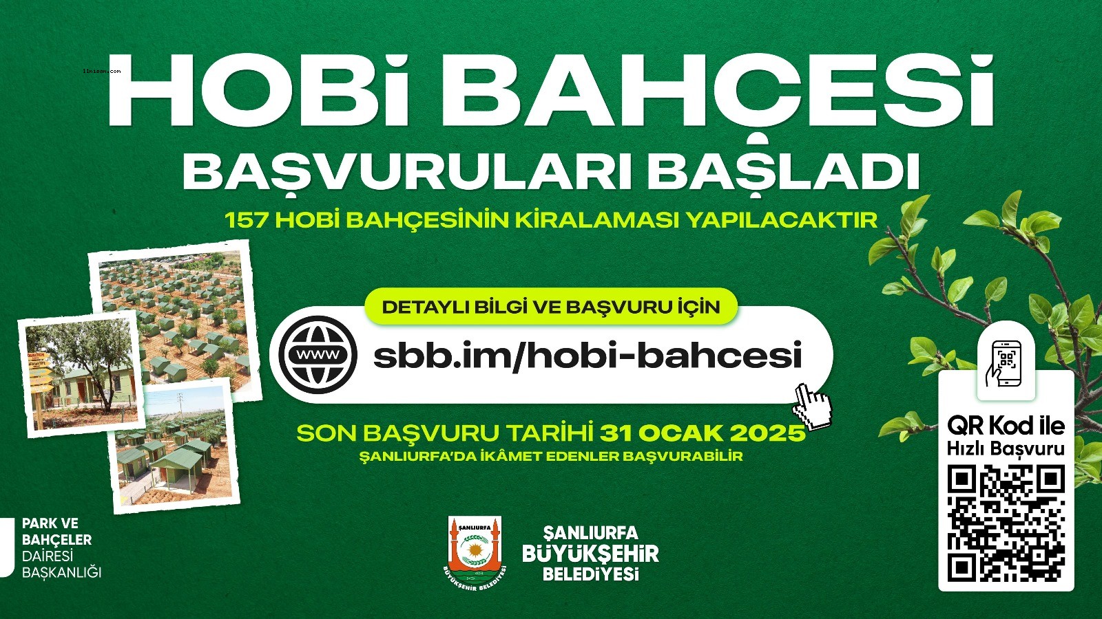 HOBİ BAHÇESİ KİRALAMA BAŞVURULARI BAŞLADI;