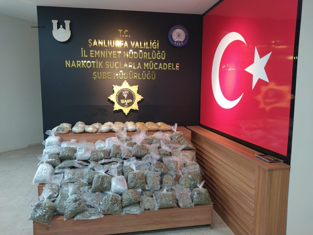 Urfa’da durdurulan araçlardan 75 kilo uyuşturucu çıktı;