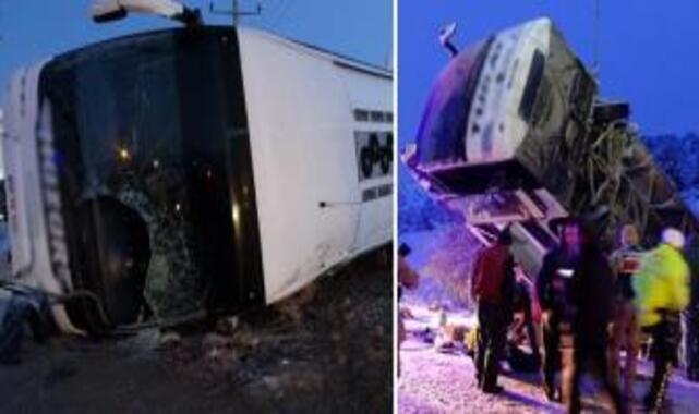 2 ilimizde birden yolcu otobüsü şarampole uçtu: 3 kişi öldü, 46 kişi yaralandı;